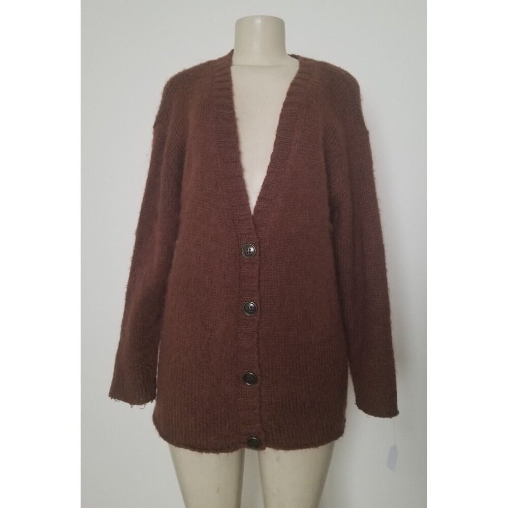 INSIGHT WOMEN'S MOHAIR MIX  KNITTED CROPPED BUTTON CARDIGAN SIZE 2 #847